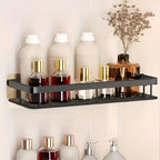 IntelligentStorage: Wall Shelf Bathroom – Large Plastic Shelf, Decorative & Hanging Without Drilling for Kitchen & Guest Toilet