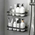 IntelligentStorage: Wall Shelf Bathroom – Large Plastic Shelf, Decorative & Hanging Without Drilling for Kitchen & Guest Toilet