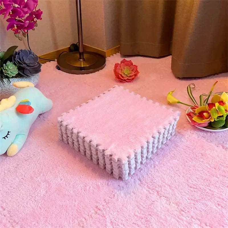 Floor Mat Interlocking Foam Plush Soft Surface Puzzle Design 12 Piece Set