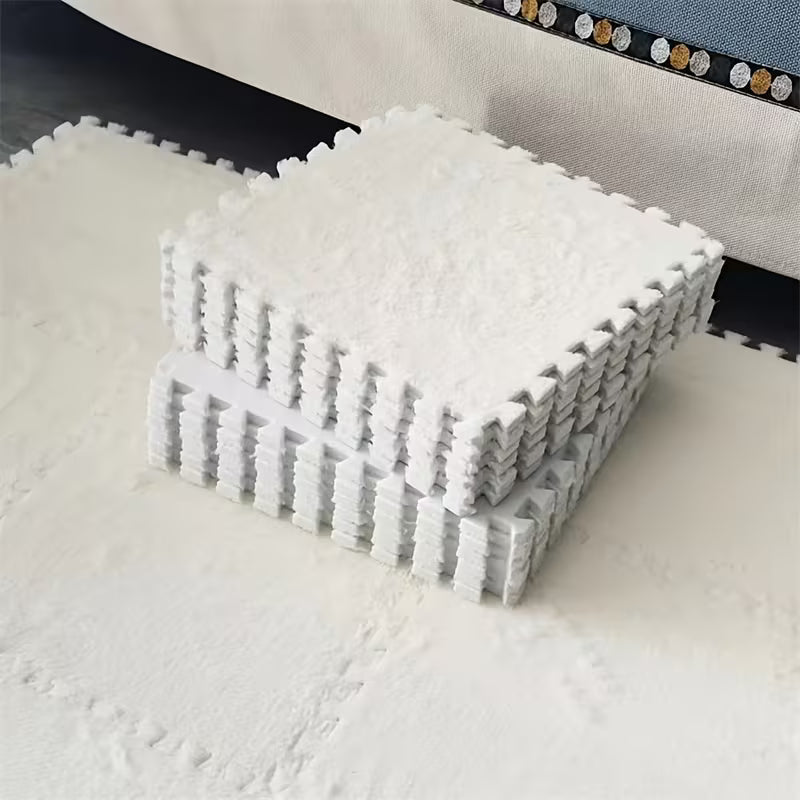 Floor Mat Interlocking Foam Plush Soft Surface Puzzle Design 12 Piece Set