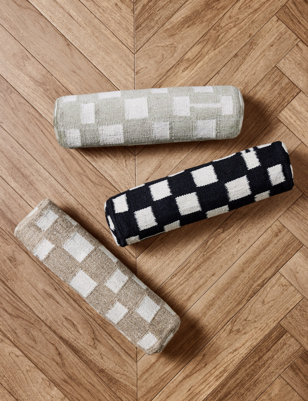 Bela Bolster Pillow | Organic Checkerboard Design, Woven Texture