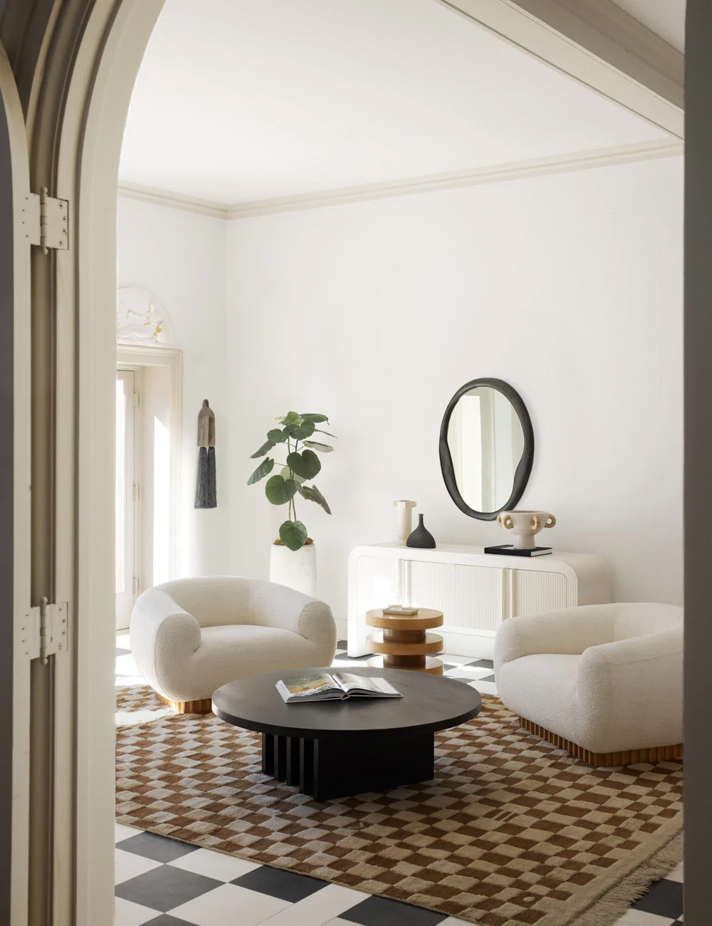 Bramble Hand-Knotted Wool Rug | Irregular Checkerboard Design