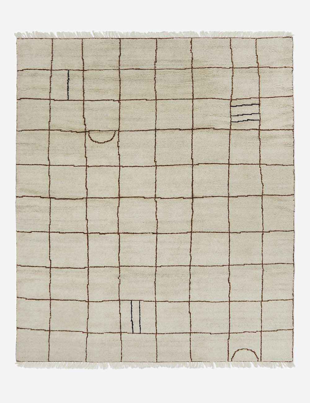 Bask Irregular Grid Wool Rug | Hand-Knotted, Geometric Accents