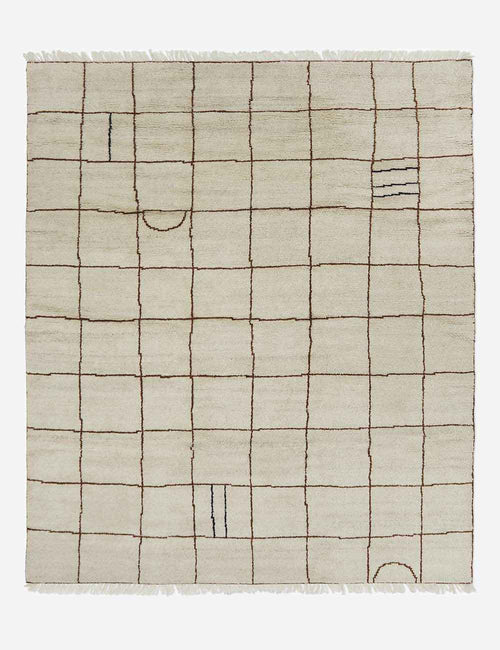 Bask Irregular Grid Wool Rug | Hand-Knotted, Geometric Accents
