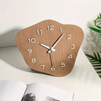 Wall Clock Wood Irregular Frame Quiet Movement Battery Powered Indoor