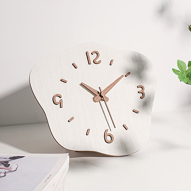 Wall Clock Wood Irregular Frame Quiet Movement Battery Powered Indoor