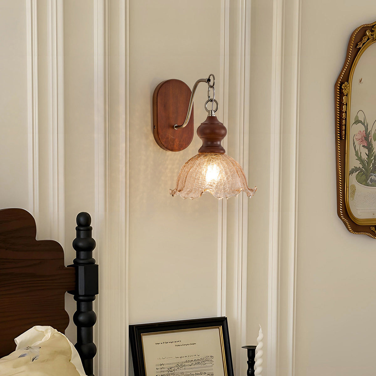 Iselore Crackle Glass Blossom Wall Sconce