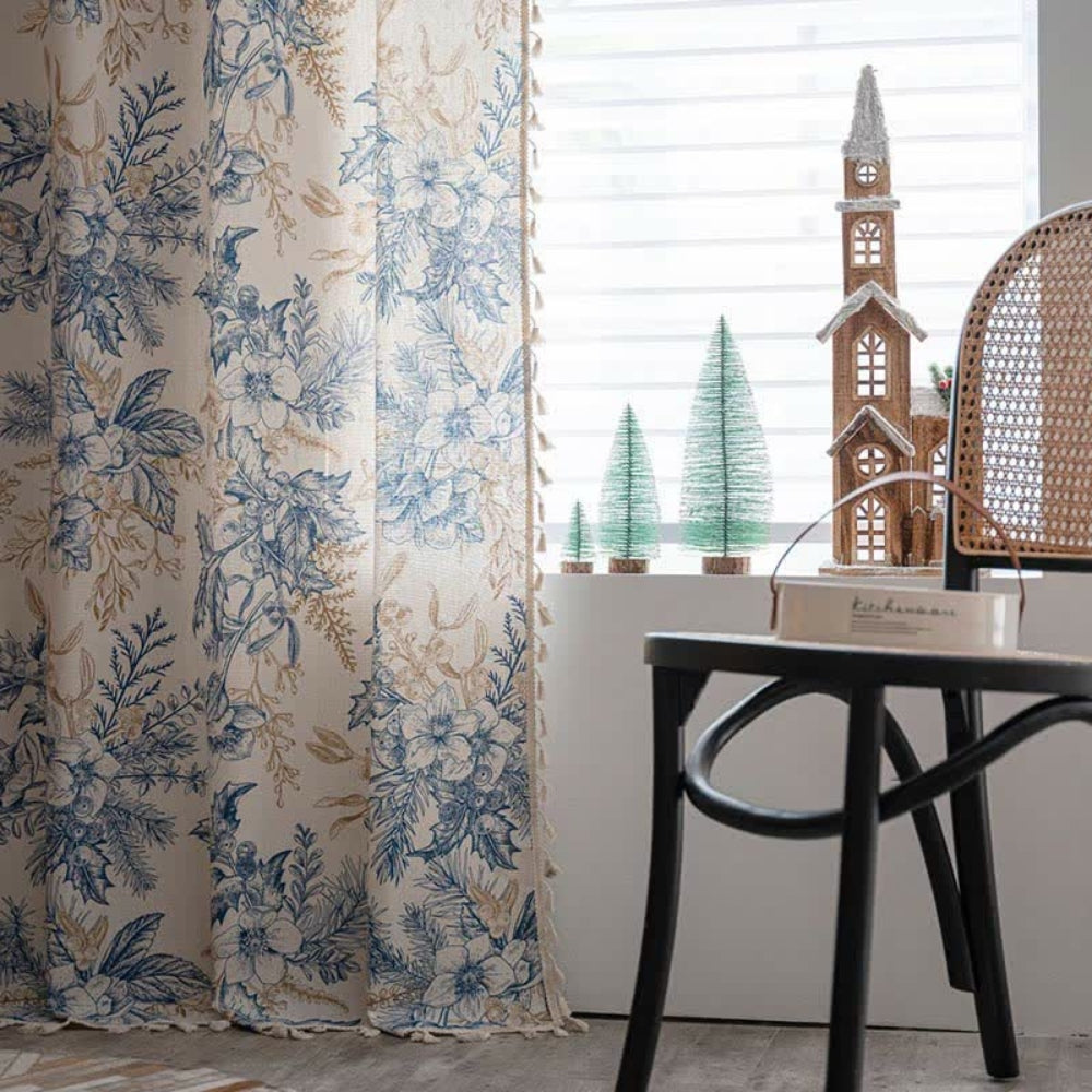 VintageFlora: Country Style Curtain with Floral Pattern – Light Filtering & Decorative for Living Room & Dining Room