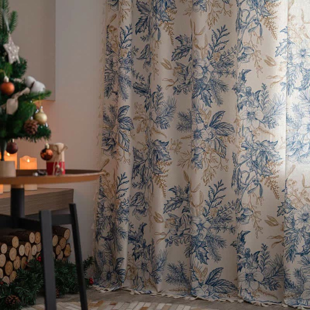 VintageFlora: Country Style Curtain with Floral Pattern – Light Filtering & Decorative for Living Room & Dining Room