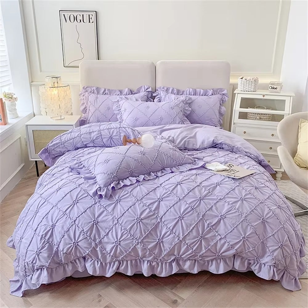VintageJoy: Romantic Duvet Cover Set – Breathable, Soft & Decorative with Classic Ruffled Look for Home