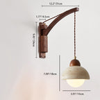 Japanese Wabi-Sabi Wood Glass Dome Wall Sconce Lamp 1-Light