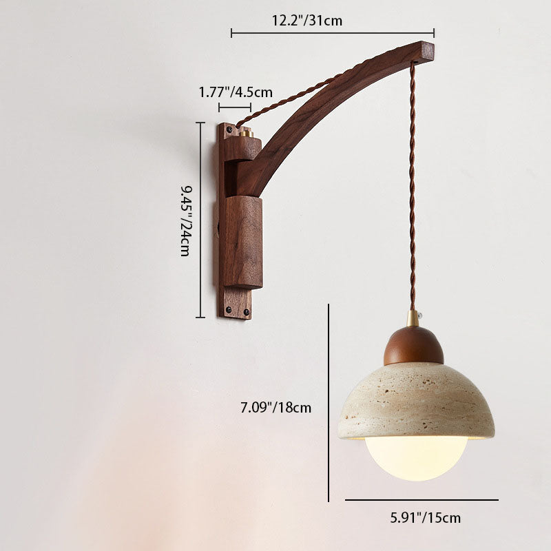 Kaelun – Wabi Sabi Wooden Wall Lamp With Glass Dome