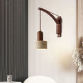 Japanese Wabi-Sabi Wood Glass Dome Wall Sconce Lamp 1-Light