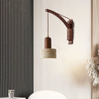 Japanese Wabi-Sabi Wood Glass Dome Wall Sconce Lamp 1-Light