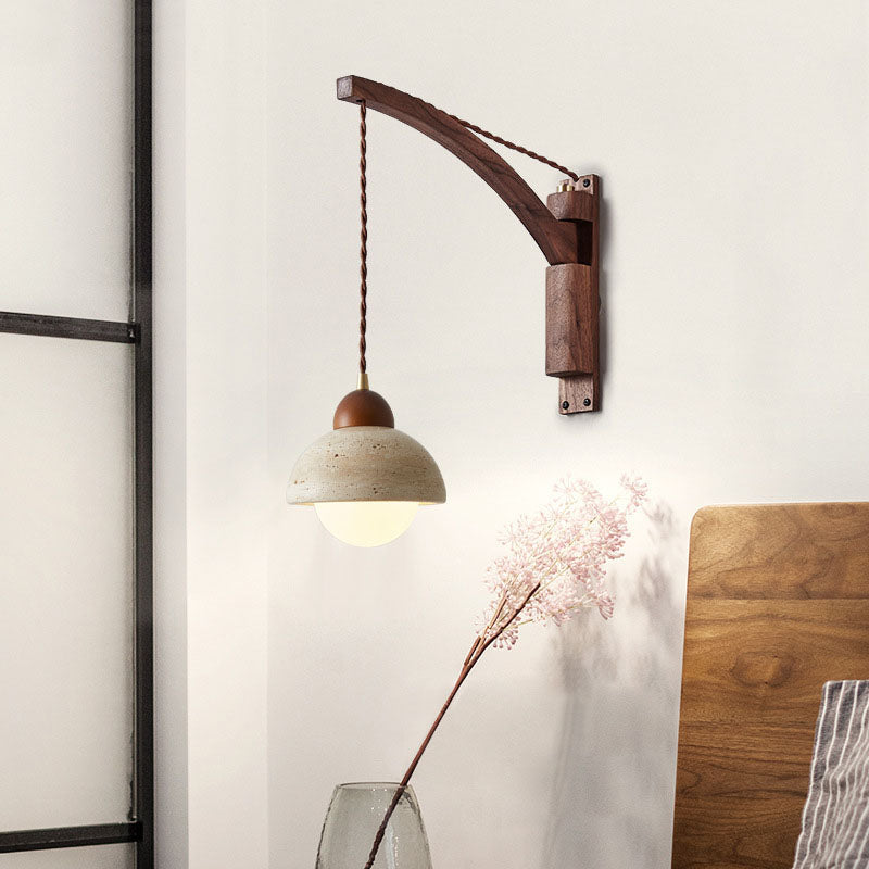Kaelun – Wabi Sabi Wooden Wall Lamp With Glass Dome