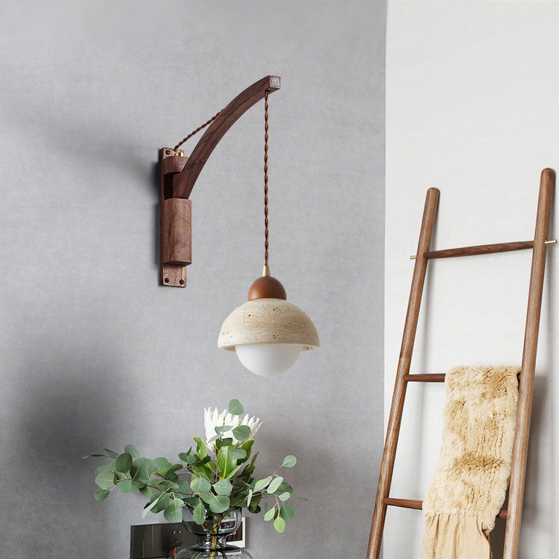 Kaelun – Wabi Sabi Wooden Wall Lamp With Glass Dome
