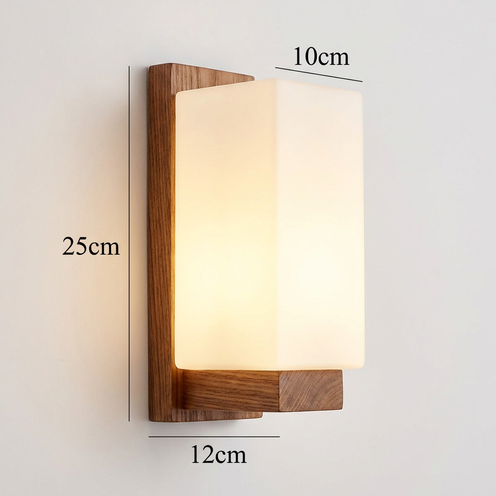 Hikari – Wooden Glass Rectangular LED Wall Lamp