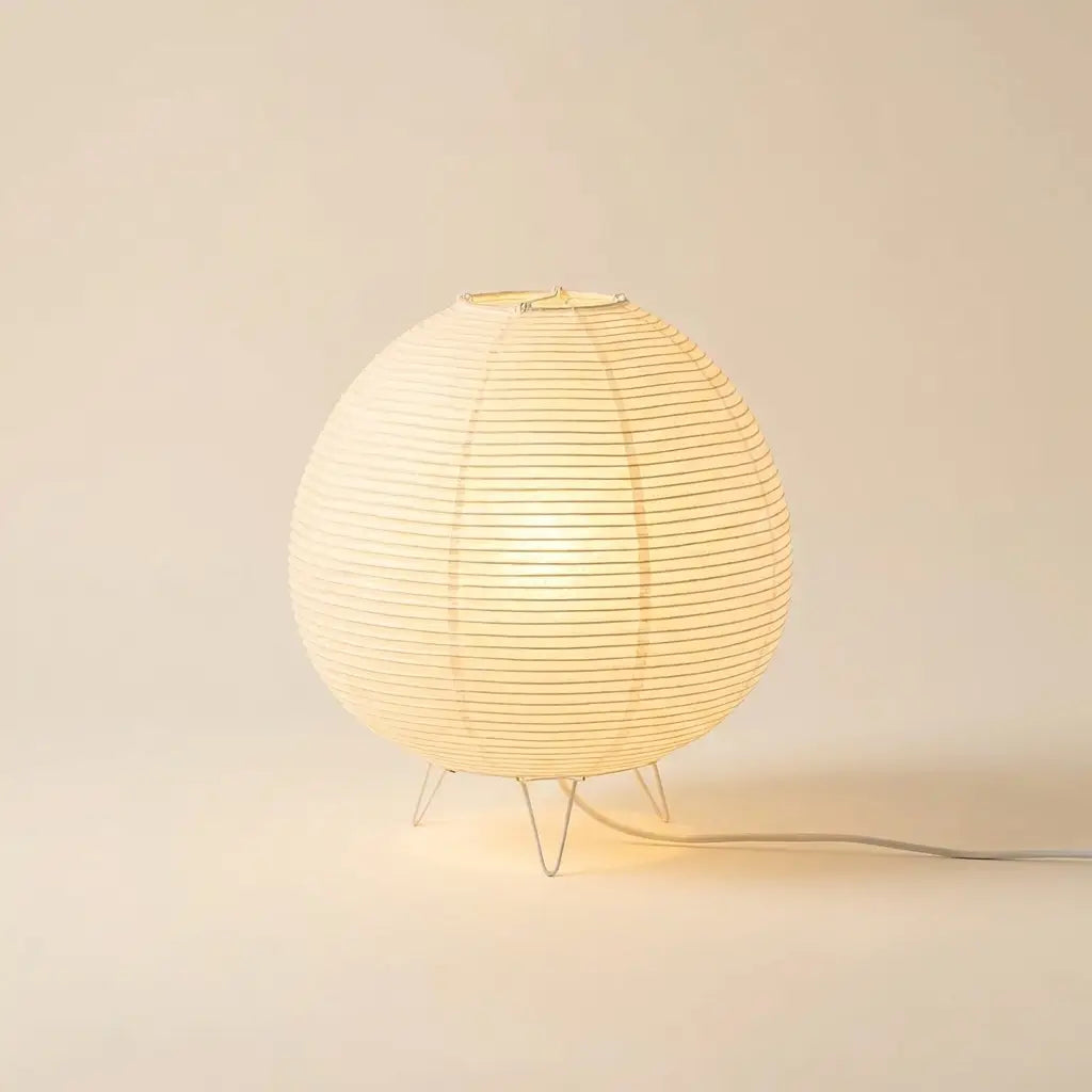 Paper Lantern Table Lamp LED USB Powered Warm White Light Japandi Style