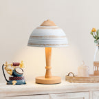 Retro Ceramic and Wood Table Lamp 9.1"