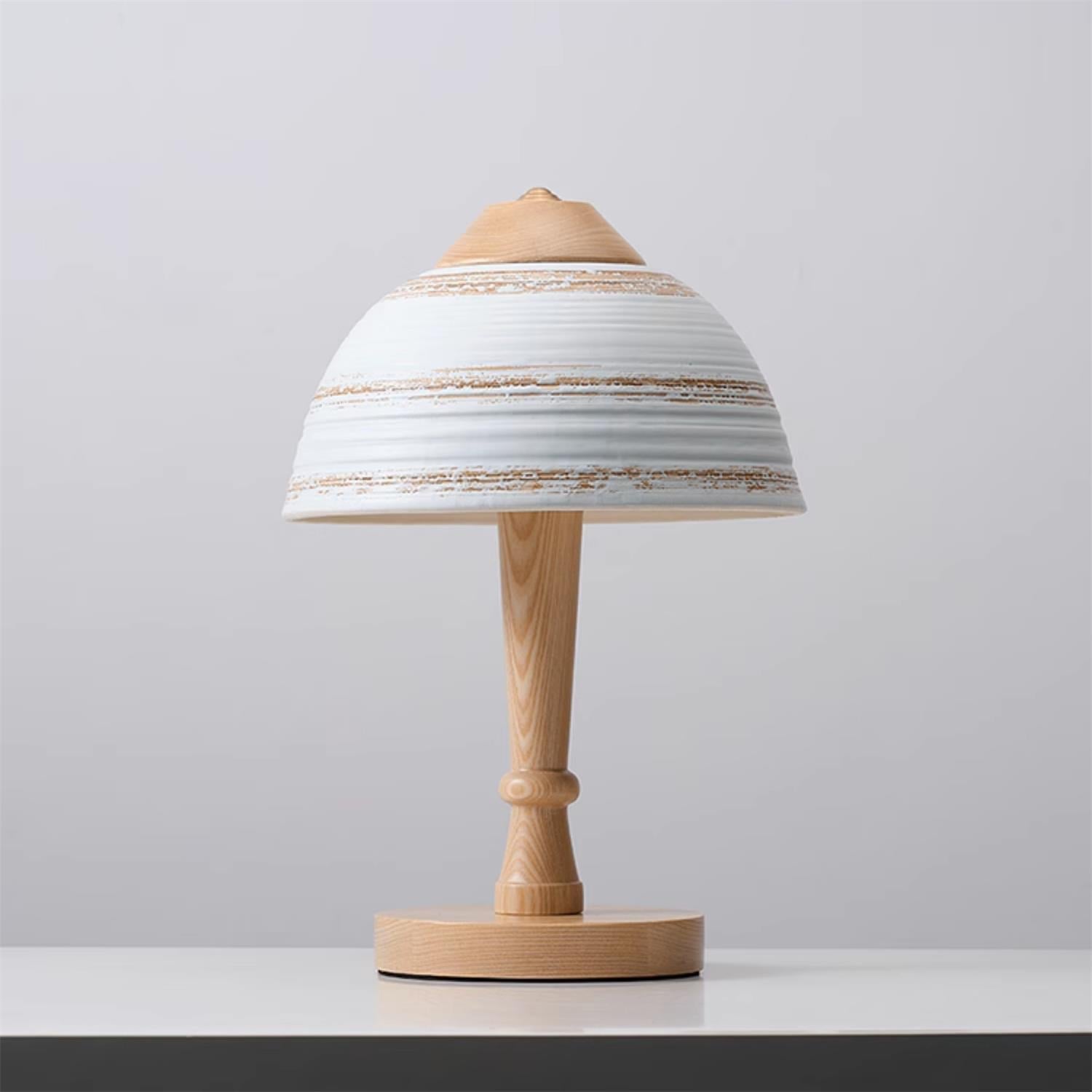 Retro Ceramic and Wood Table Lamp 9.1"