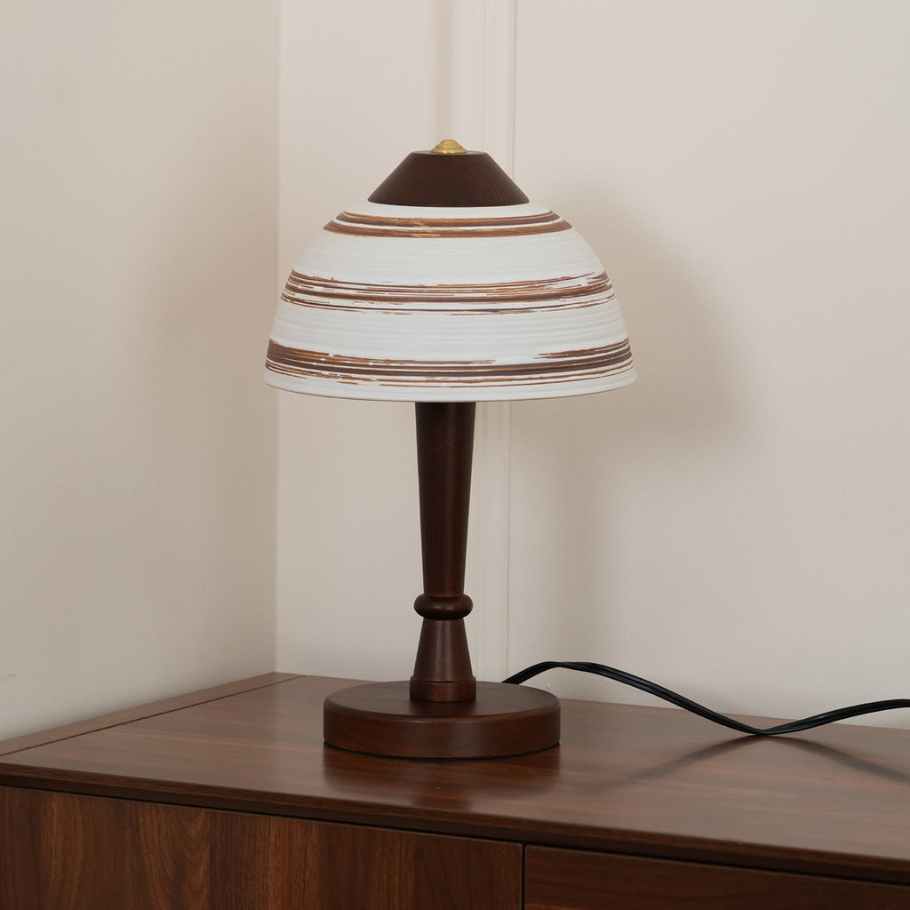Retro Ceramic and Wood Table Lamp 9.1"