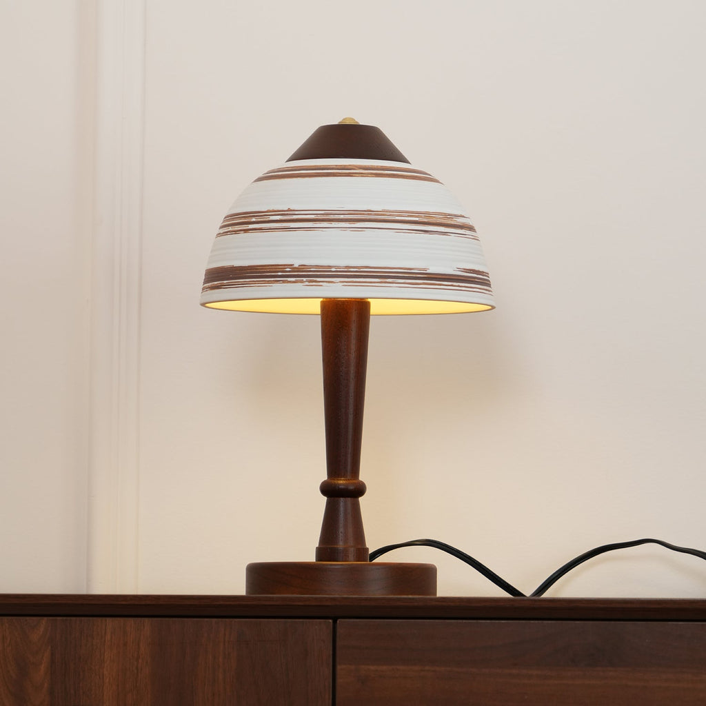 Retro Ceramic and Wood Table Lamp 9.1"