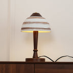Retro Ceramic and Wood Table Lamp 9.1"