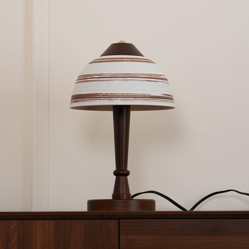 Retro Ceramic and Wood Table Lamp 9.1"