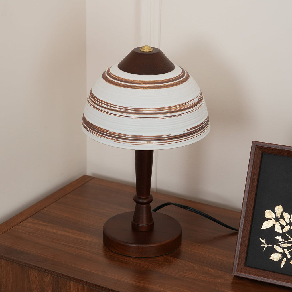 Retro Ceramic and Wood Table Lamp 9.1"