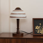 Retro Ceramic and Wood Table Lamp 9.1"