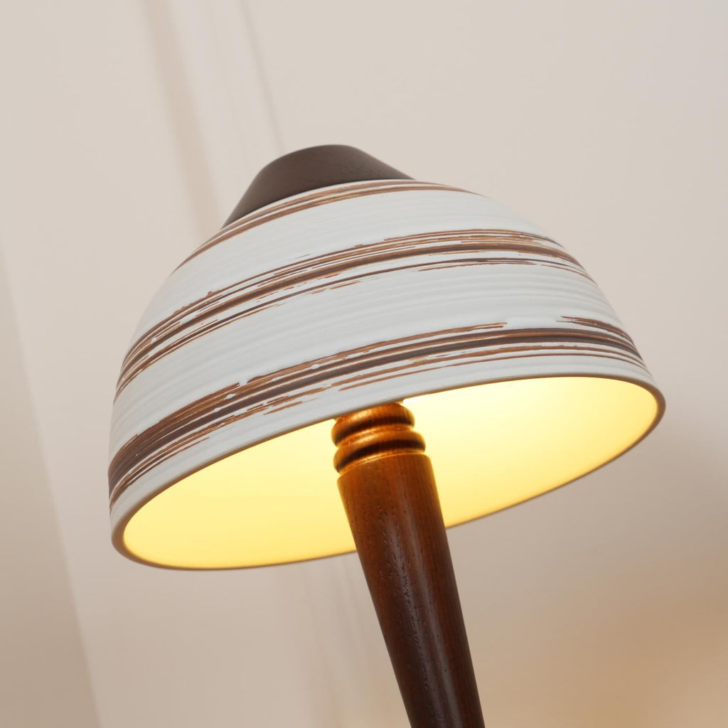 Retro Ceramic and Wood Table Lamp 9.1"