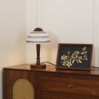Retro Ceramic and Wood Table Lamp 9.1"