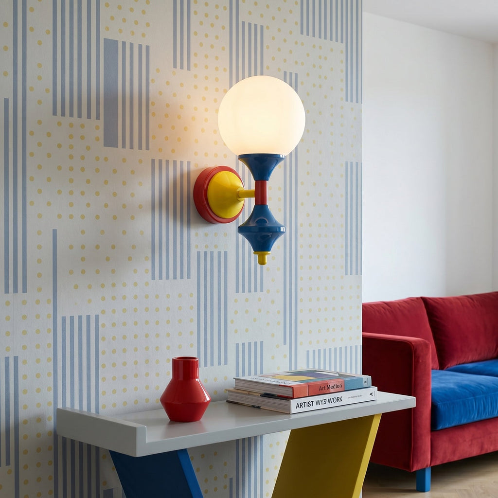Postmodern Geometric Color-Block Wall Sconce