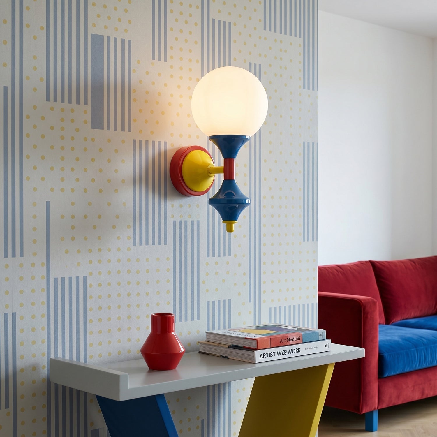 Postmodern Geometric Color-Block Wall Sconce