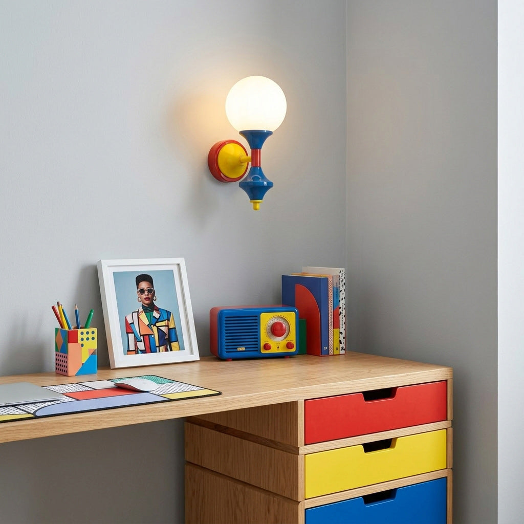 Postmodern Geometric Color-Block Wall Sconce