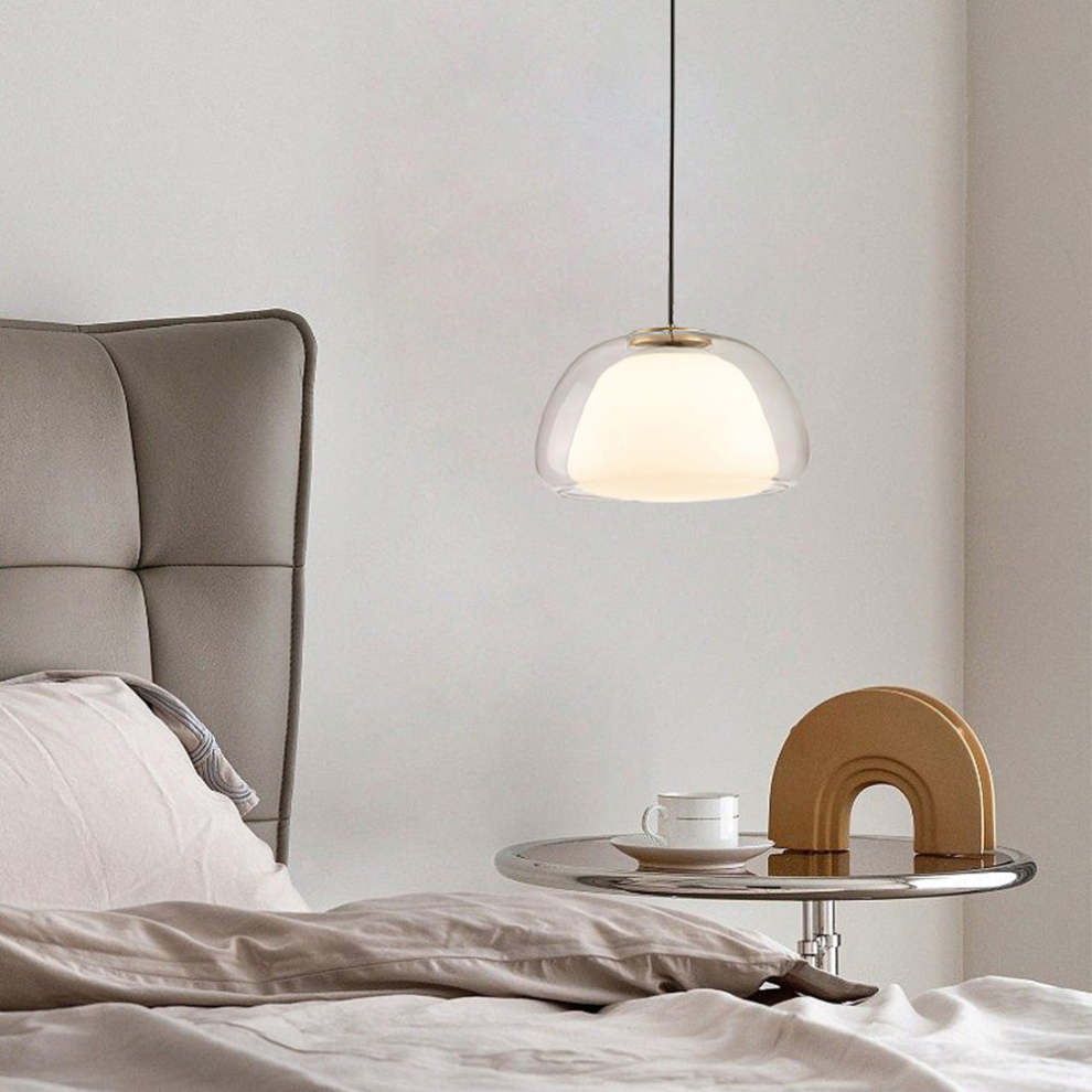 Jellura: Pendant Light made of White Glass with Diffuser in Modern Jelly Shape – for Stylish Room Lighting