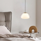 Jellura: Pendant Light made of White Glass with Diffuser in Modern Jelly Shape – for Stylish Room Lighting
