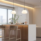 Jellura: Pendant Light made of White Glass with Diffuser in Modern Jelly Shape – for Stylish Room Lighting