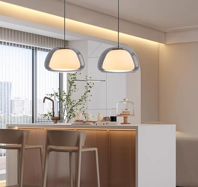 Jellura: Pendant Light made of White Glass with Diffuser in Modern Jelly Shape – for Stylish Room Lighting