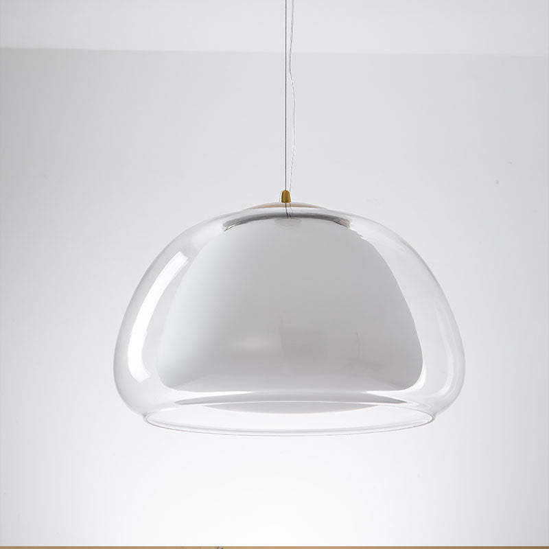 Jellura: Pendant Light made of White Glass with Diffuser in Modern Jelly Shape – for Stylish Room Lighting