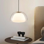 Jellura: Pendant Light made of White Glass with Diffuser in Modern Jelly Shape – for Stylish Room Lighting