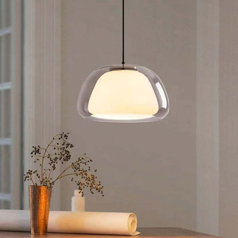 Jellura: Pendant Light made of White Glass with Diffuser in Modern Jelly Shape – for Stylish Room Lighting