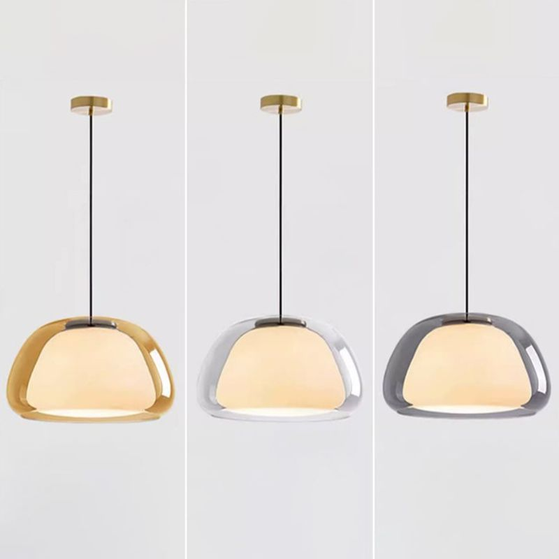 Jellura: Pendant Light made of White Glass with Diffuser in Modern Jelly Shape – for Stylish Room Lighting