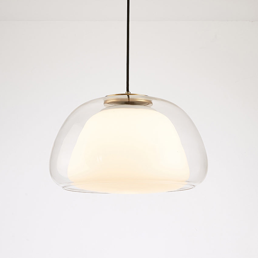 Jellura: Pendant Light made of White Glass with Diffuser in Modern Jelly Shape – for Stylish Room Lighting