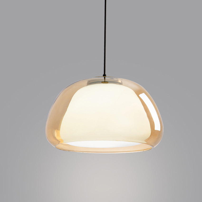 Jellura: Pendant Light made of White Glass with Diffuser in Modern Jelly Shape – for Stylish Room Lighting
