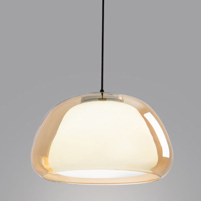 Jellura: Pendant Light made of White Glass with Diffuser in Modern Jelly Shape – for Stylish Room Lighting