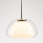 Jellura: Pendant Light made of White Glass with Diffuser in Modern Jelly Shape – for Stylish Room Lighting