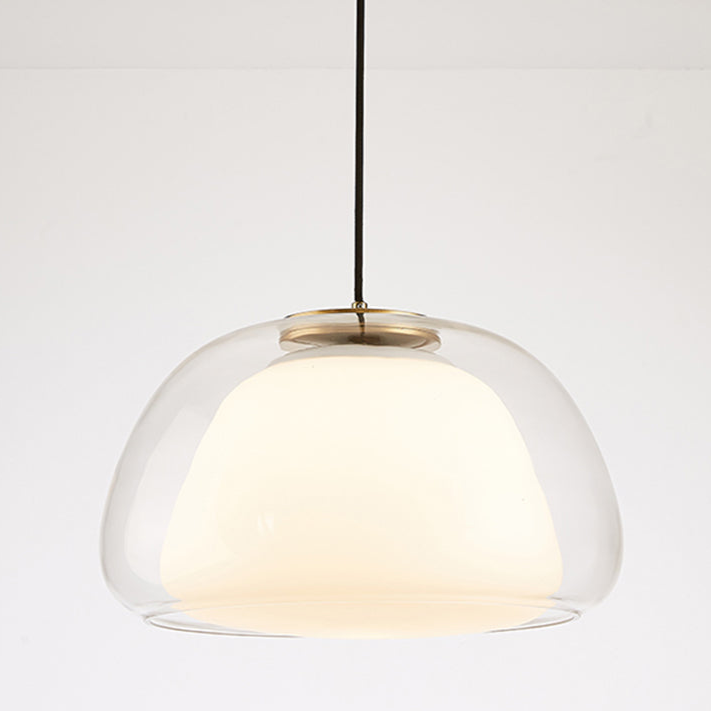 Jellura: Pendant Light made of White Glass with Diffuser in Modern Jelly Shape – for Stylish Room Lighting