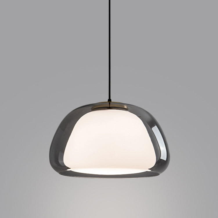 Jellura: Pendant Light made of White Glass with Diffuser in Modern Jelly Shape – for Stylish Room Lighting