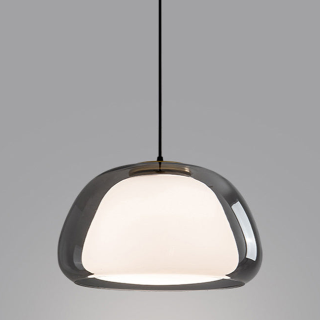 Jellura: Pendant Light made of White Glass with Diffuser in Modern Jelly Shape – for Stylish Room Lighting